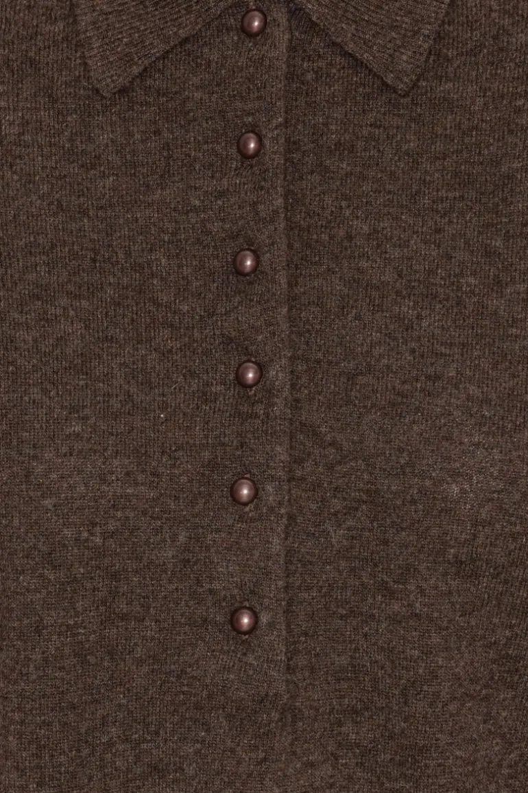 Knitted Polo Dark Brown
