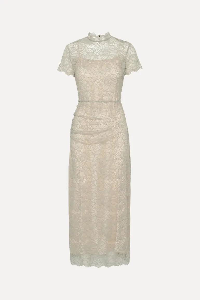 Lace Long Midi Dress Light Grey