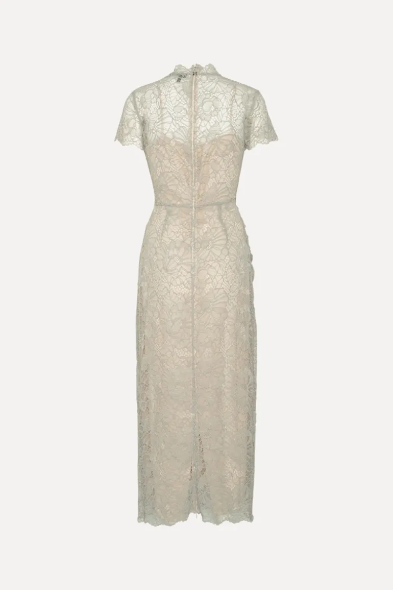 Lace Long Midi Dress Light Grey