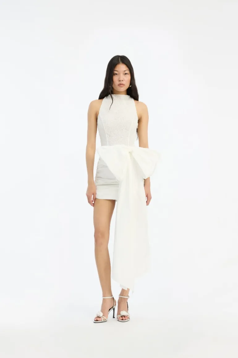 Lace Mini Bow Dress White