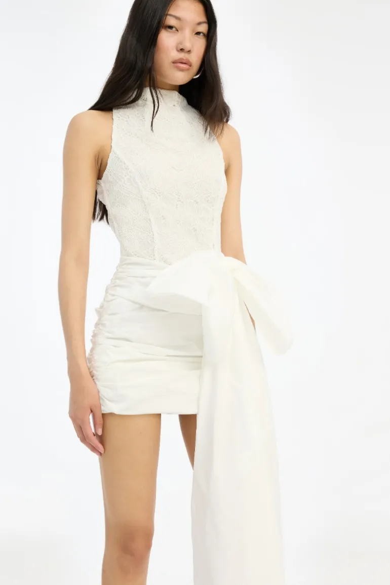 Lace Mini Bow Dress White