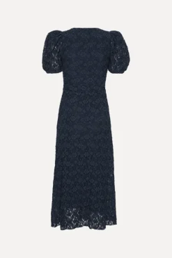 Lace Puff Sleeve Dress Dark Blue