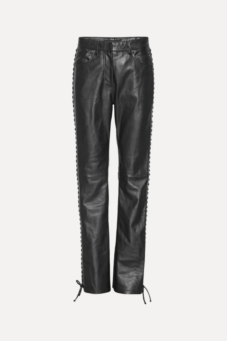 Laced Leather Pants Black