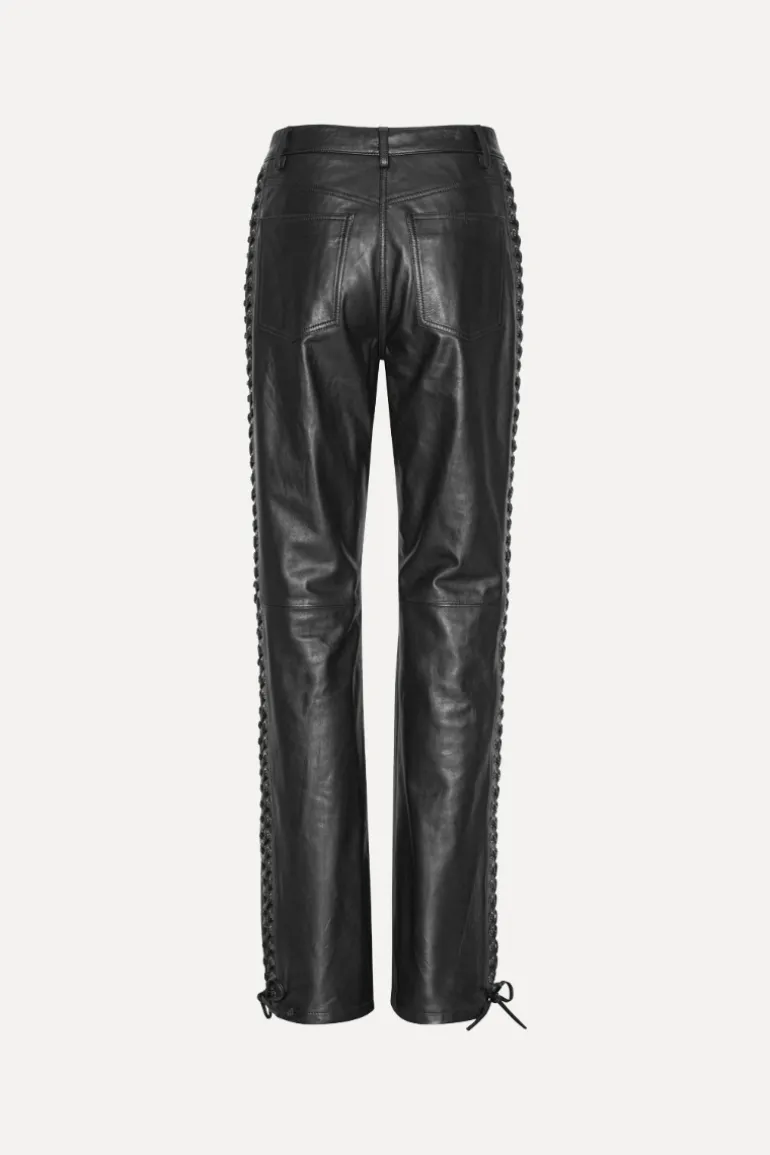 Laced Leather Pants Black