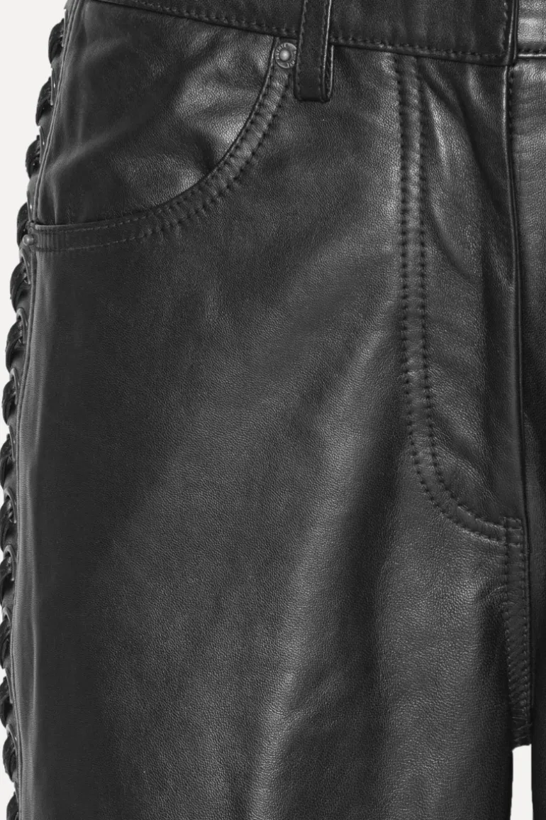 Laced Leather Pants Black