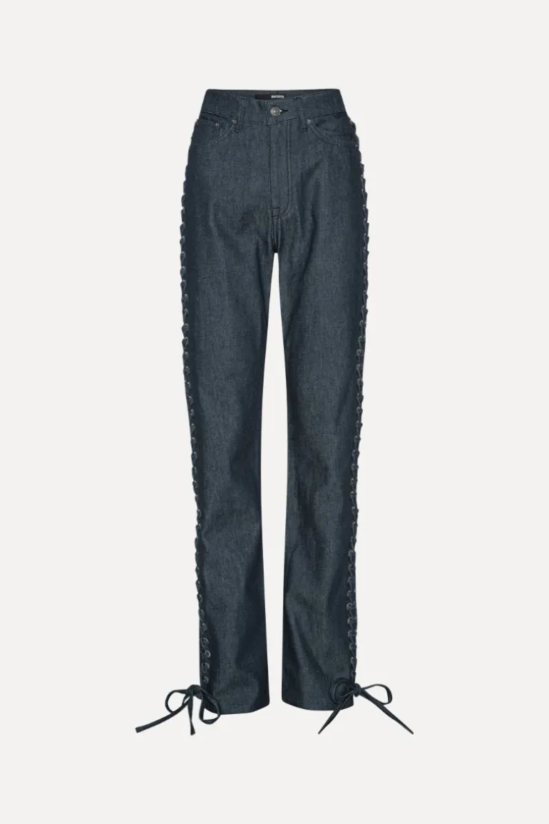 Laced Straight Leg Jeans Dark Blue