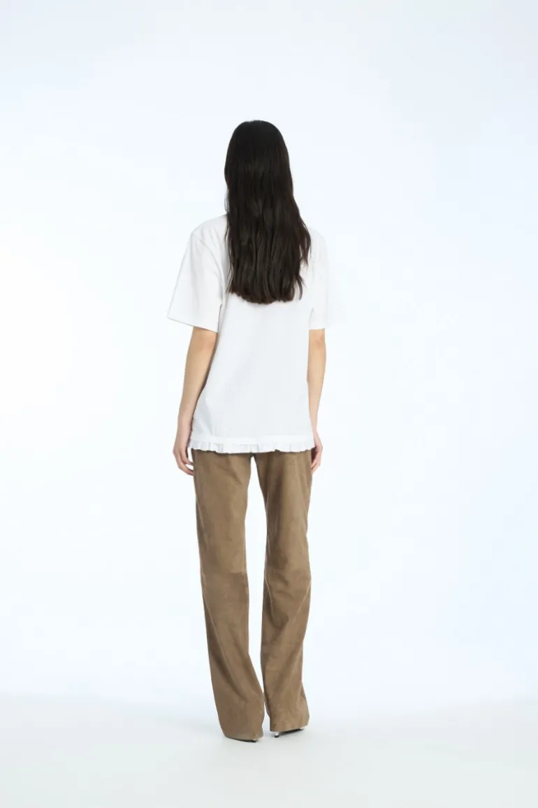 Large T-shirt W/ Ruffle Bright White