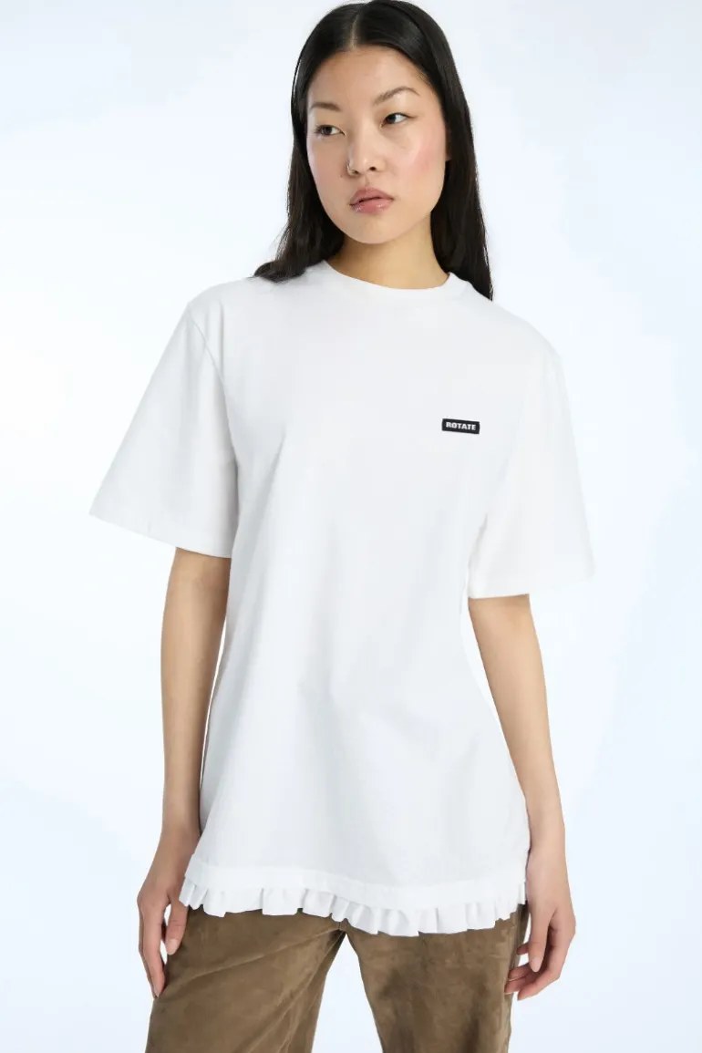 Large T-shirt W/ Ruffle Bright White