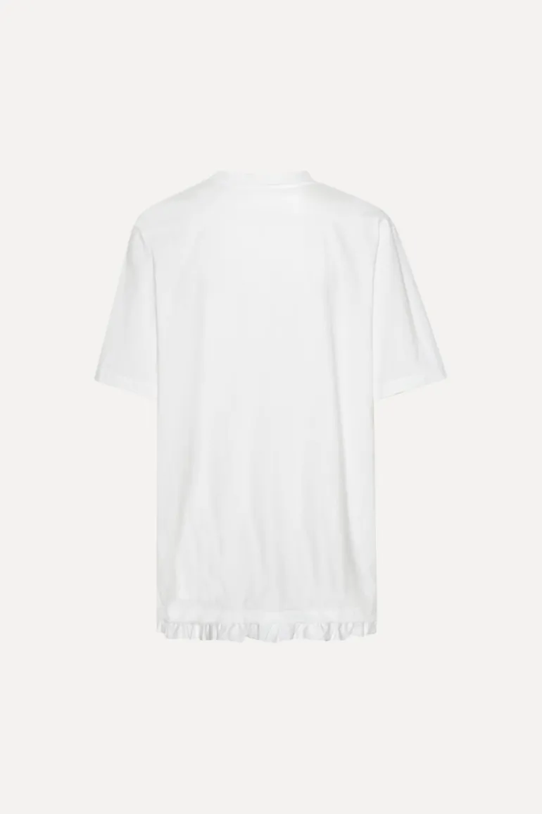 Large T-shirt W/ Ruffle Bright White