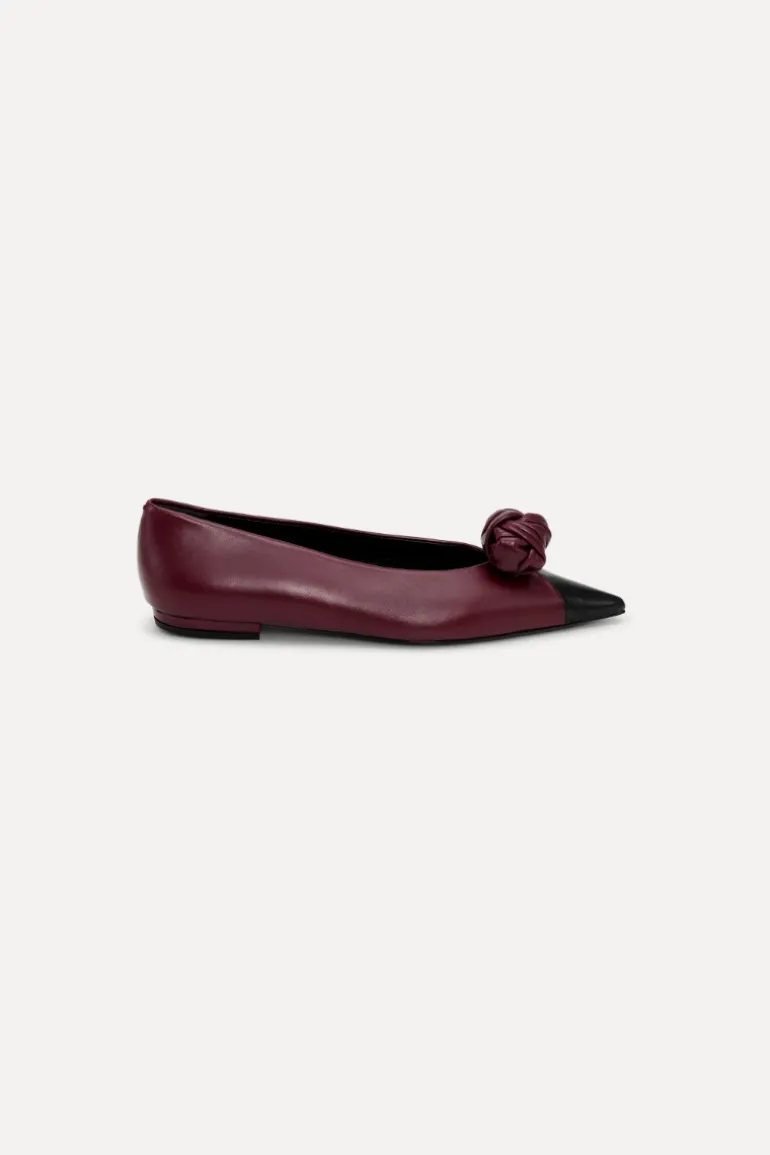 Leather Knot Ballerina Burgundy