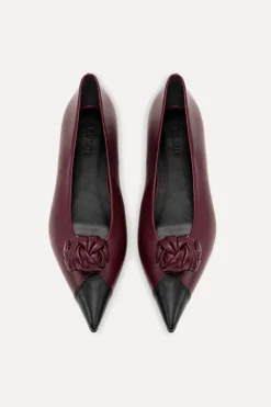 Leather Knot Ballerina Burgundy