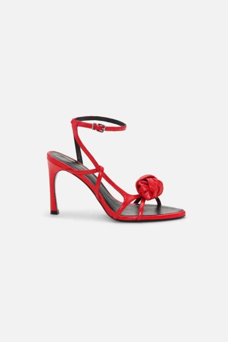 Leather Knot Sandal Red