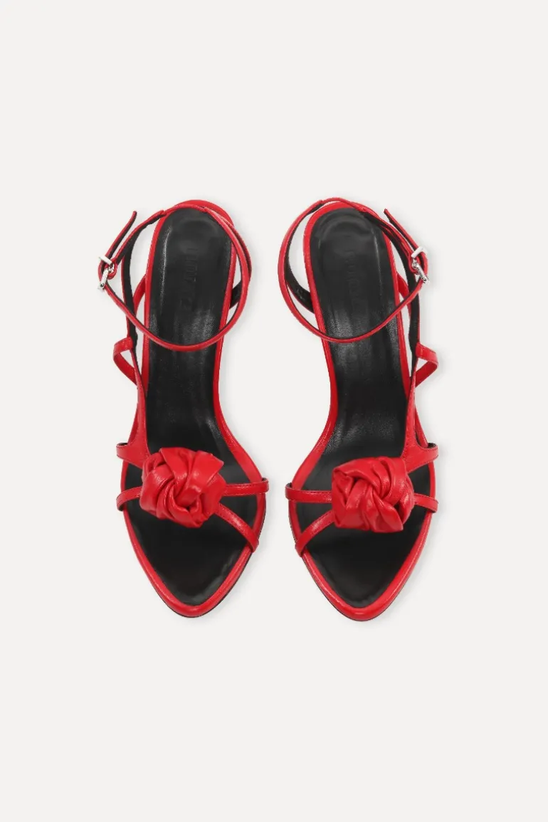 Leather Knot Sandal Red