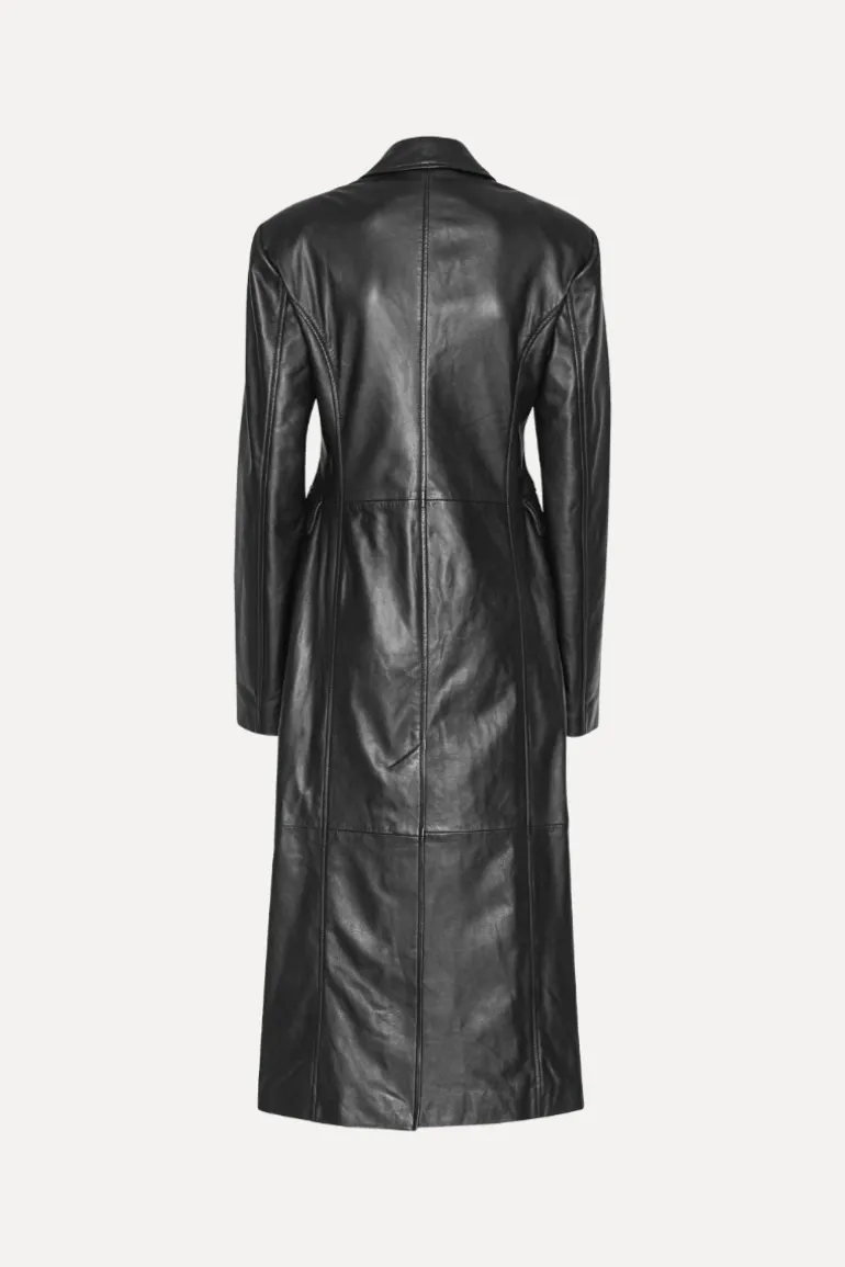Leather Long Coat Black