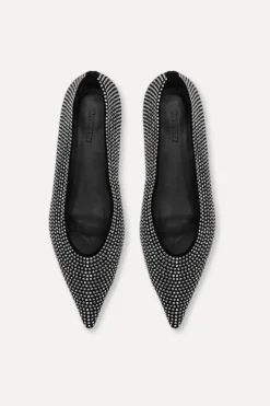 Leather Pointed Ballerina Rhinestone