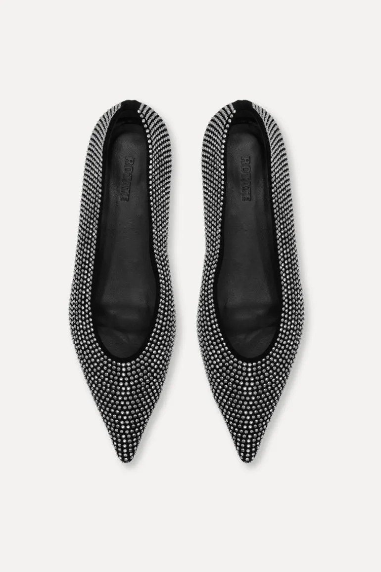 Leather Pointed Ballerina Rhinestone