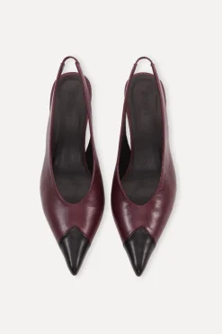 Leather Slingback Pump Burgundy