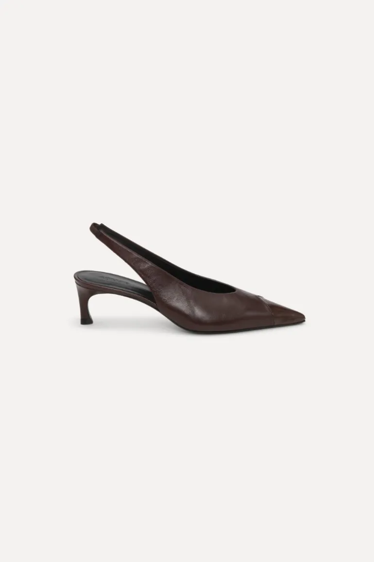 Leather Slingback Pump Chocolate Brown