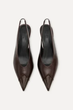 Leather Slingback Pump Chocolate Brown