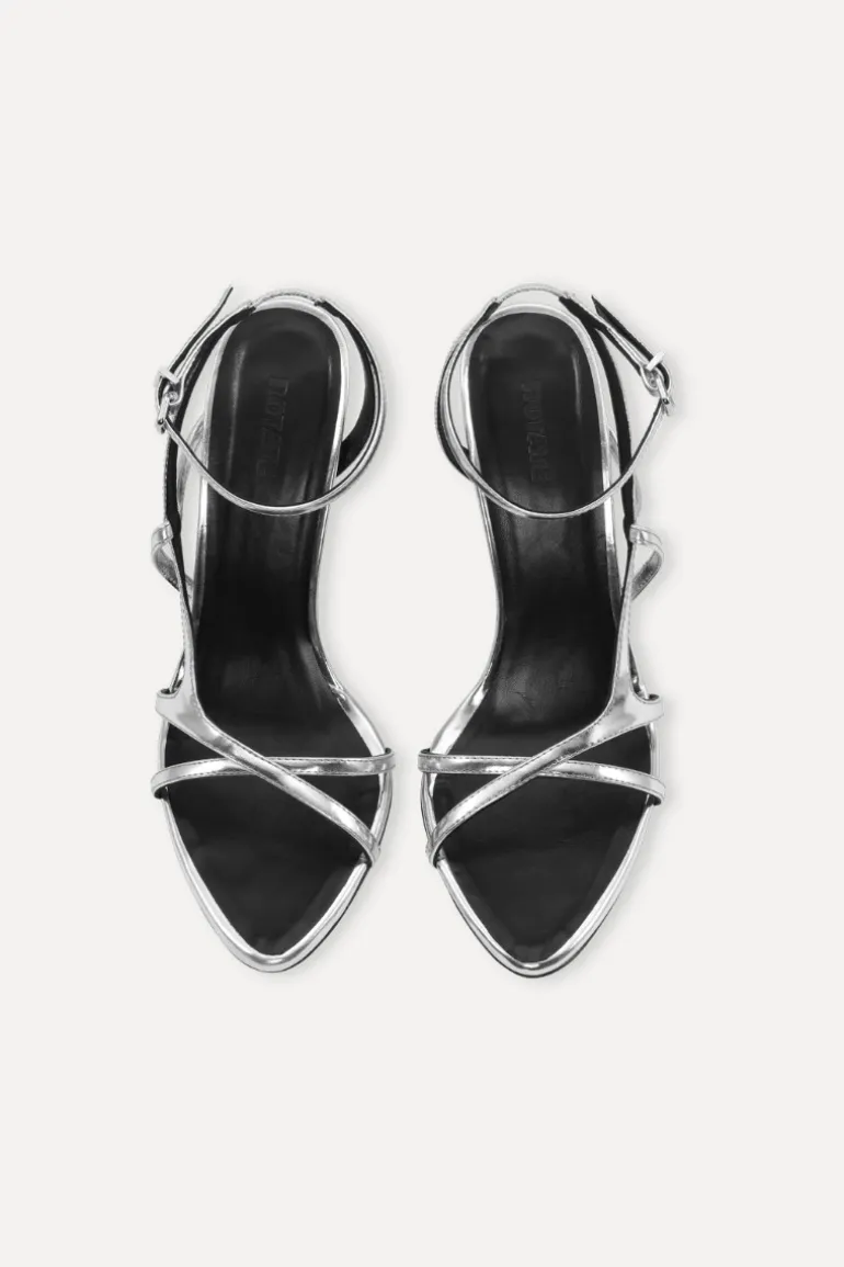 Leather Strappy Sandal Silver