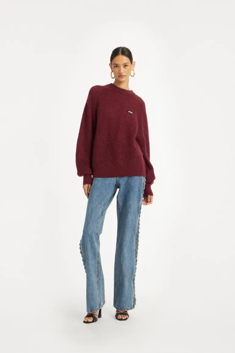 Light Knit Logo Sweater Bordeaux