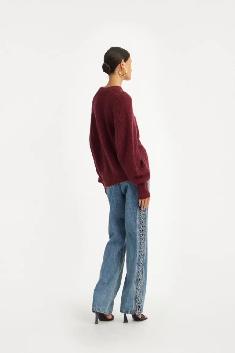 Light Knit Logo Sweater Bordeaux