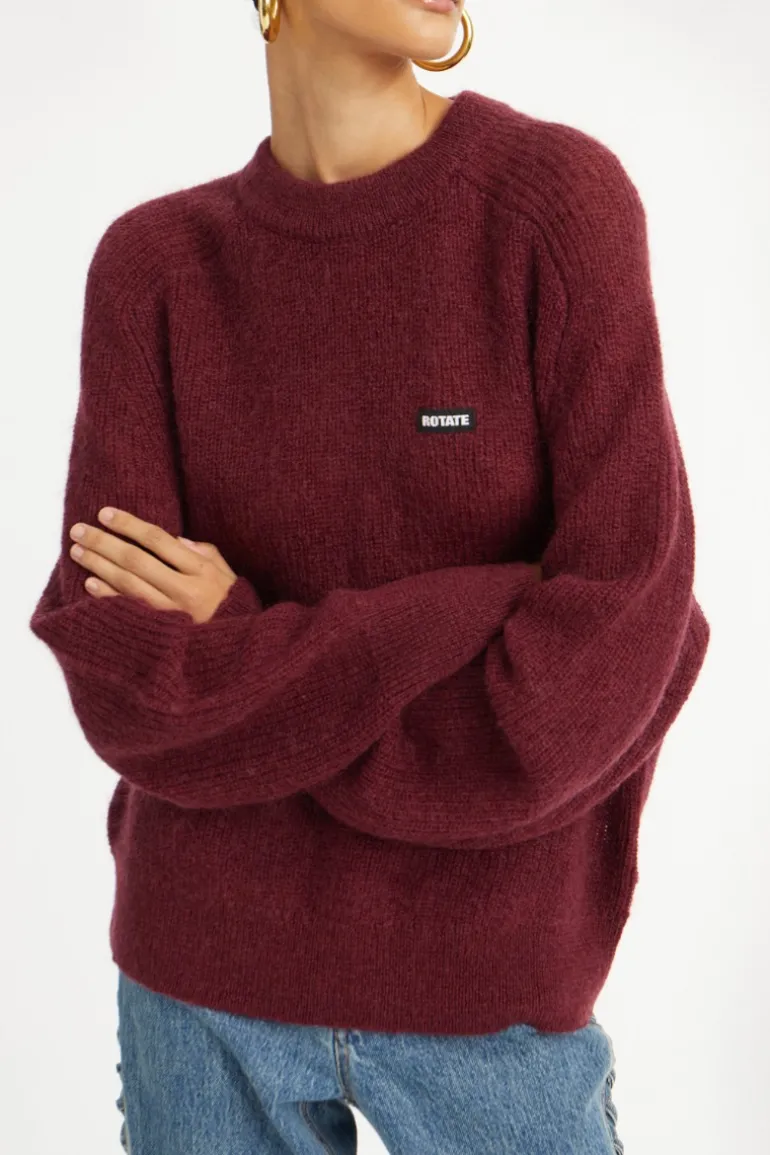 Light Knit Logo Sweater Bordeaux
