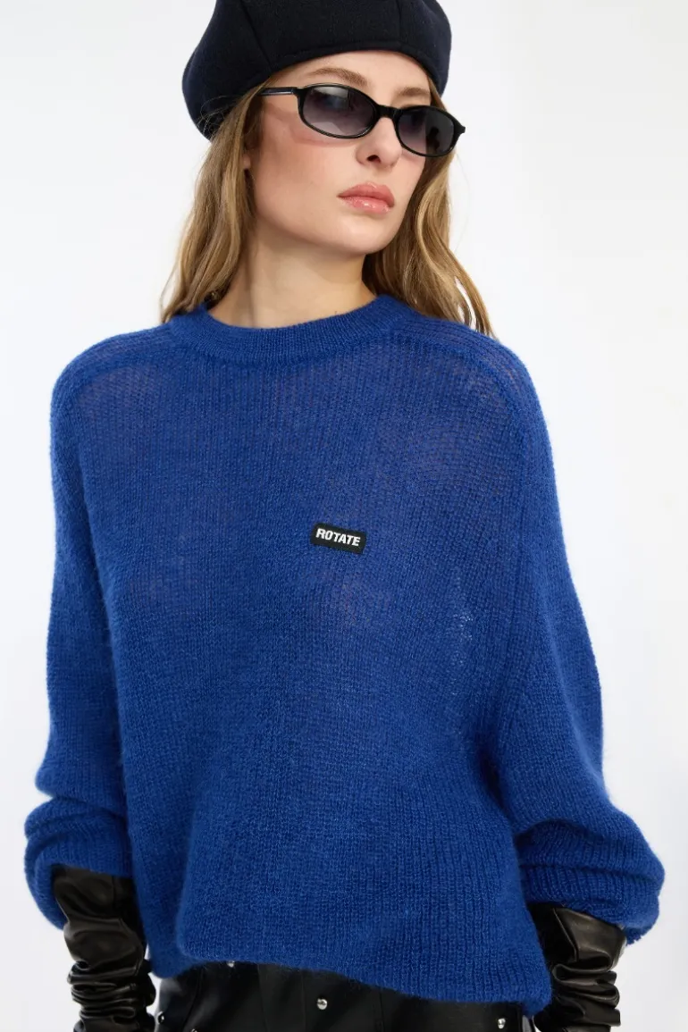 Light Knit Logo Sweater Dark Blue