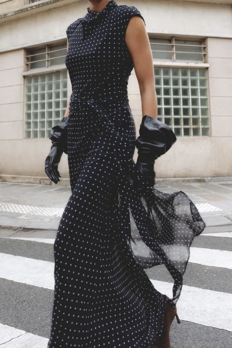 Long Dress W. Tie Black