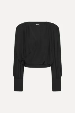 Long Sleeve V-neck Top Black