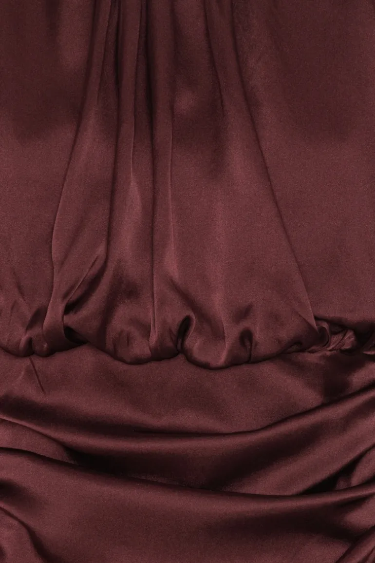 Ls Ruched Silk Top Burgundy