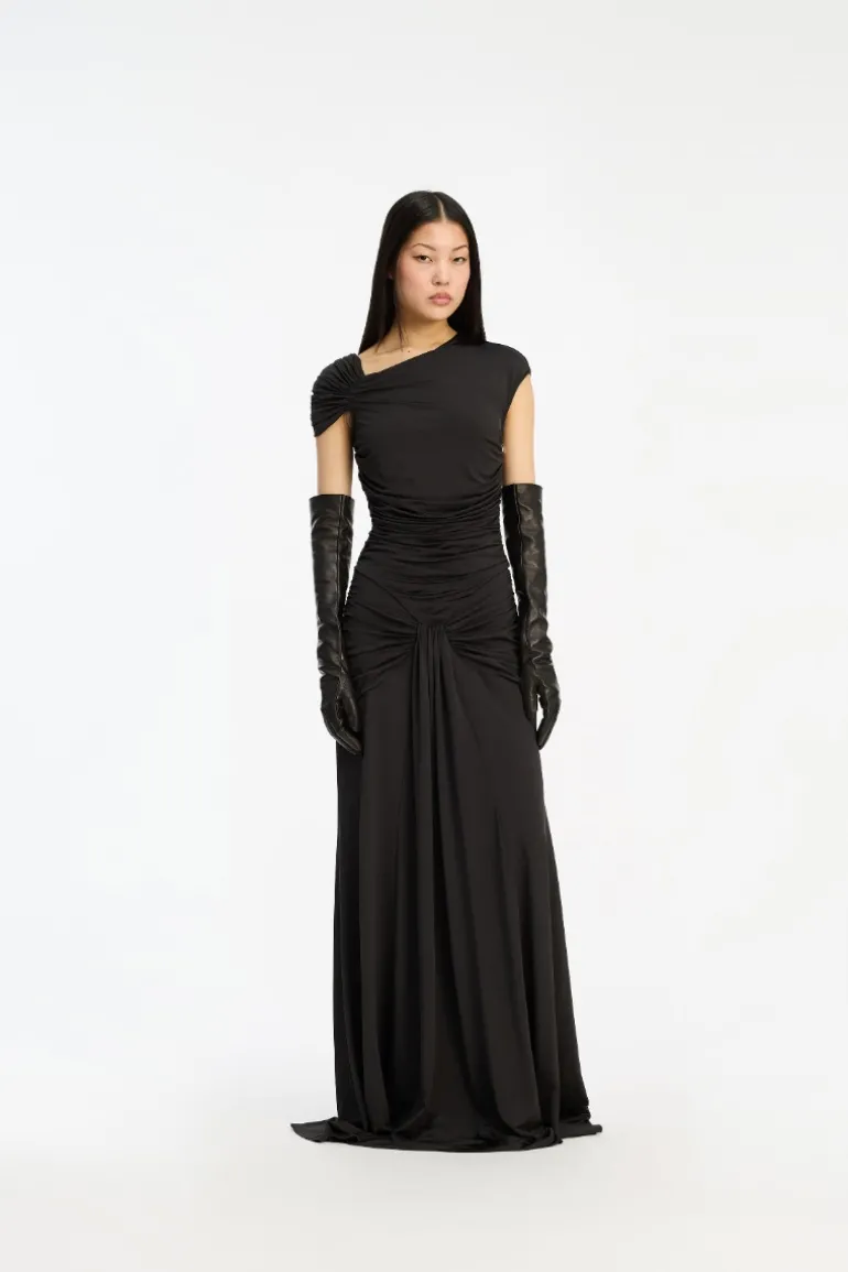 Maxi Asymmetric Dress Black