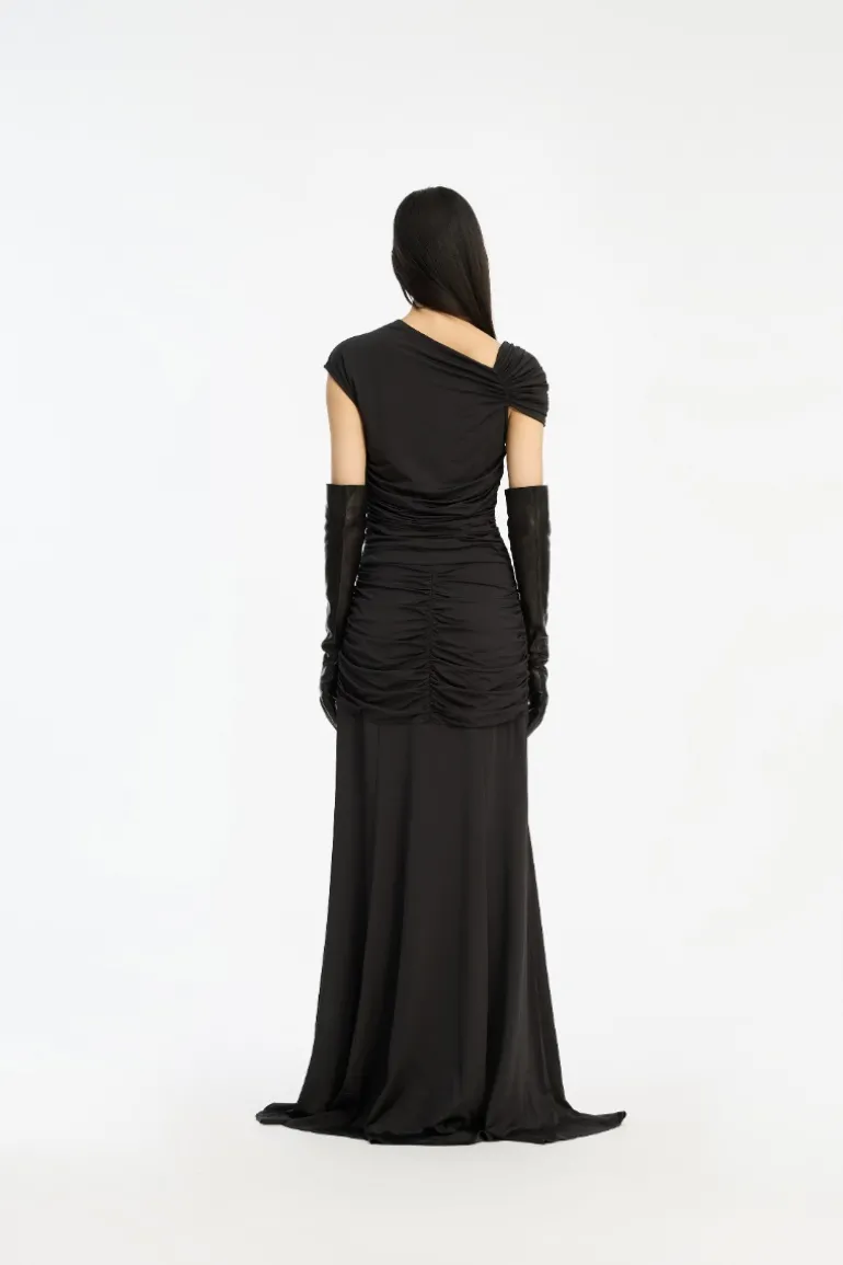 Maxi Asymmetric Dress Black