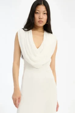 Maxi Waterfall Dress White