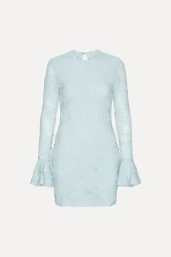 Mesh Frill Mini Dress Blue