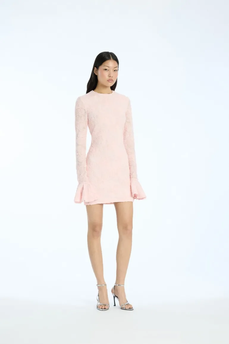Mesh Frill Mini Dress Light Pink