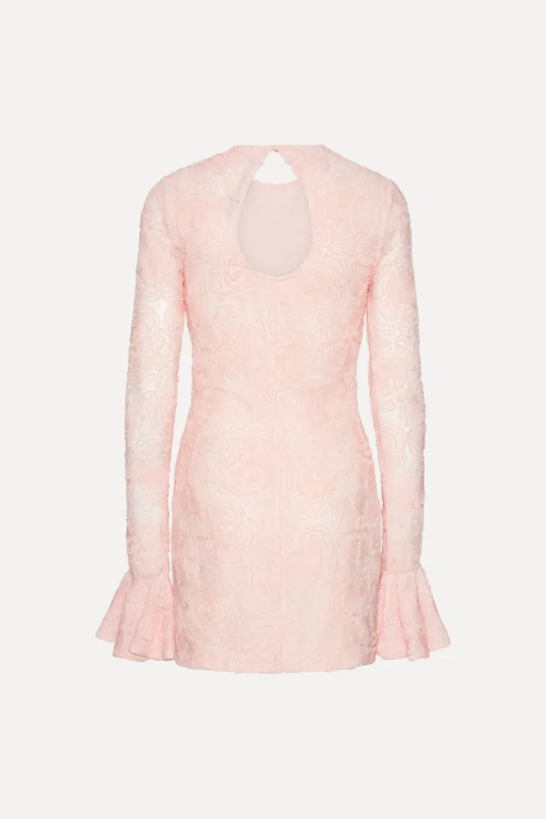 Mesh Frill Mini Dress Light Pink