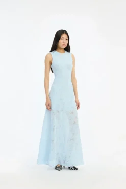 Mesh Maxi Dress Blue