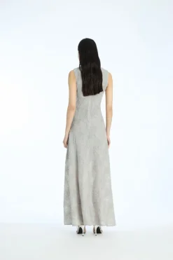 Mesh Maxi Dress Grey Violet
