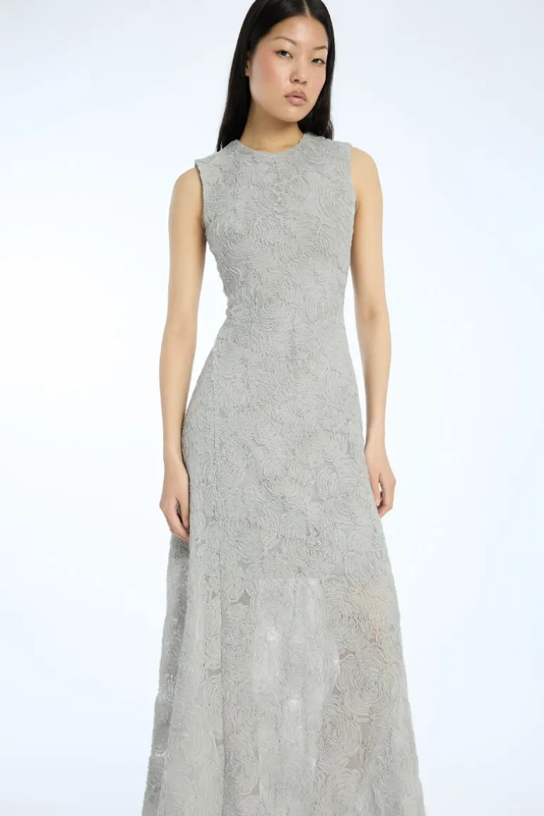 Mesh Maxi Dress Grey Violet