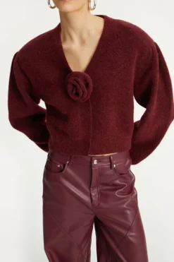 Mid Waisted Piping Pants Bordeaux