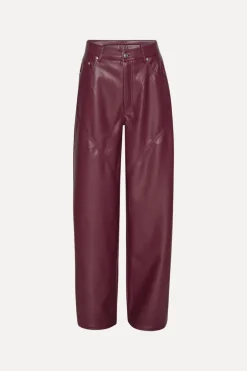 Mid Waisted Piping Pants Bordeaux