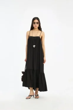 Midi A-Line Dress Black