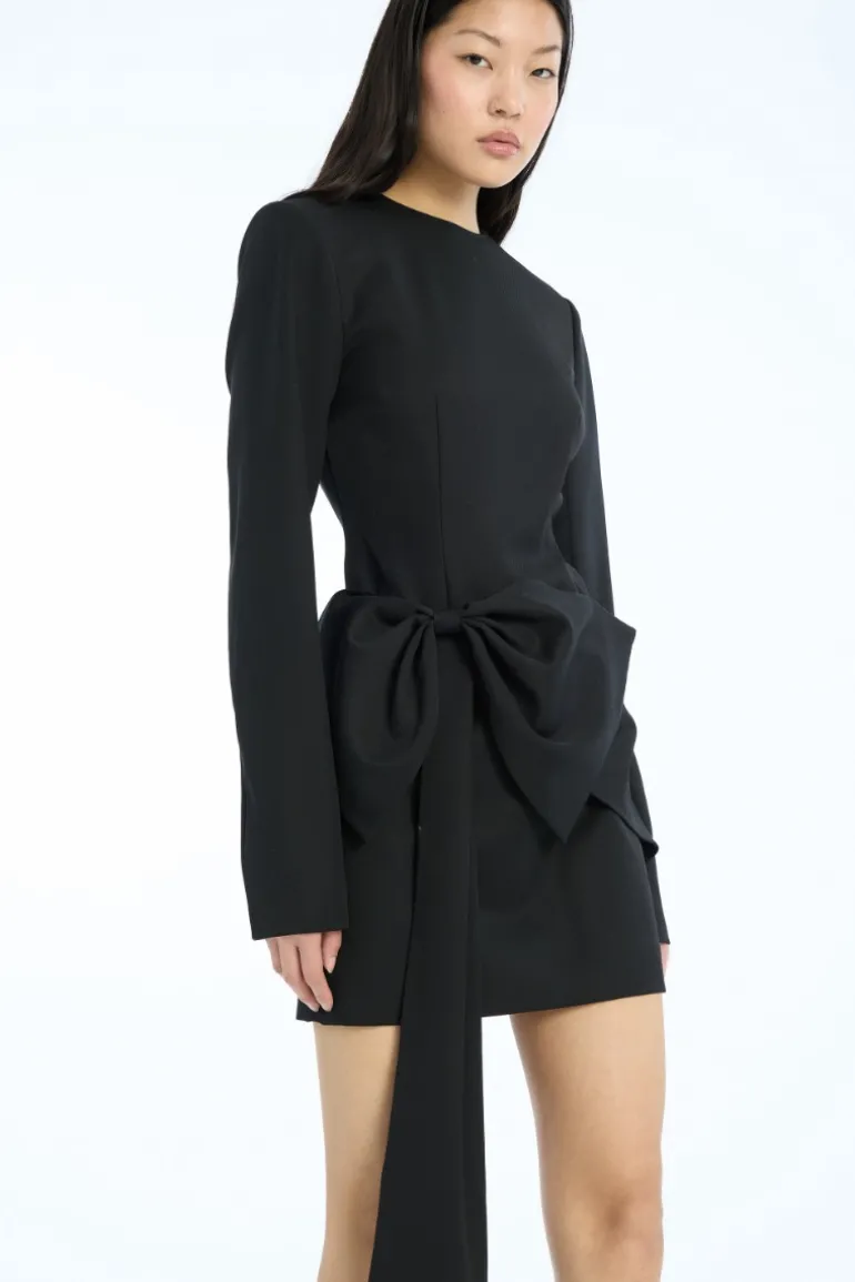 Mini Dress W/ Bow Ls Black