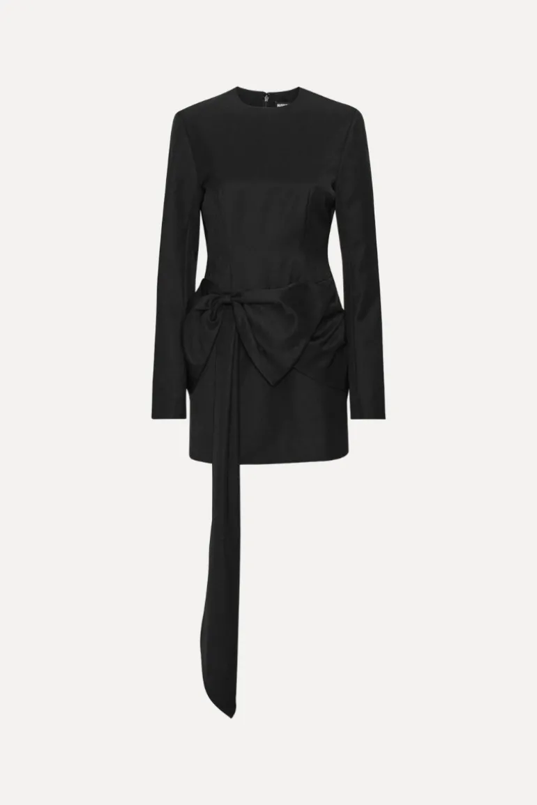 Mini Dress W/ Bow Ls Black