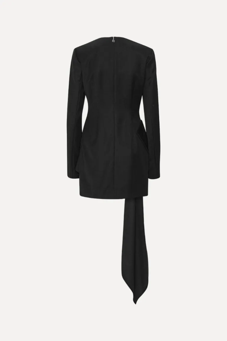Mini Dress W/ Bow Ls Black