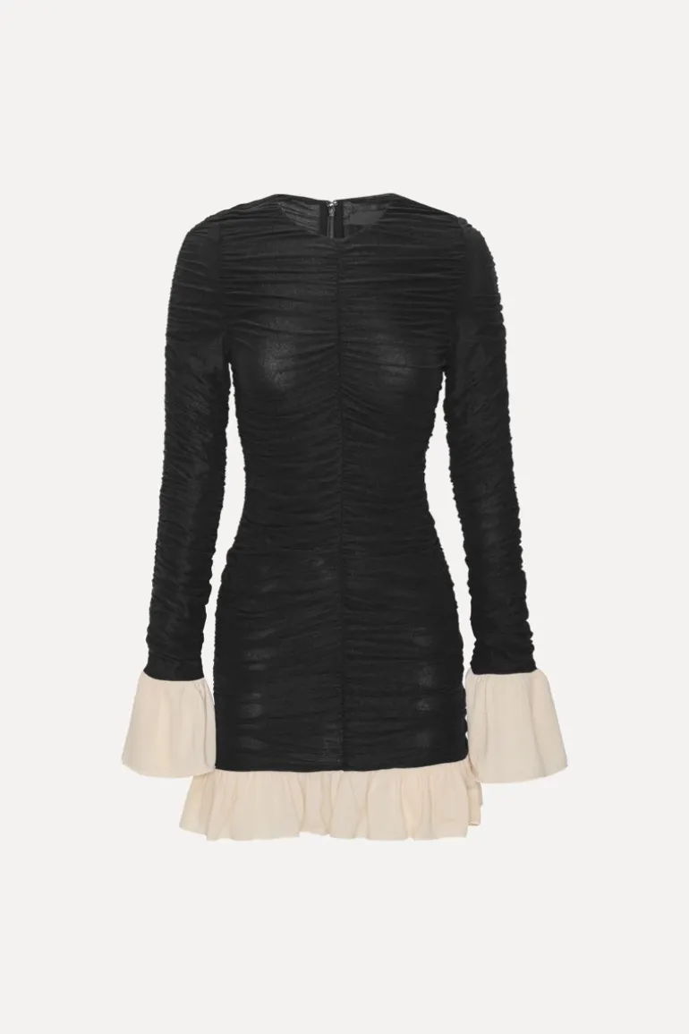 Mini Ruched Ls Dress Black
