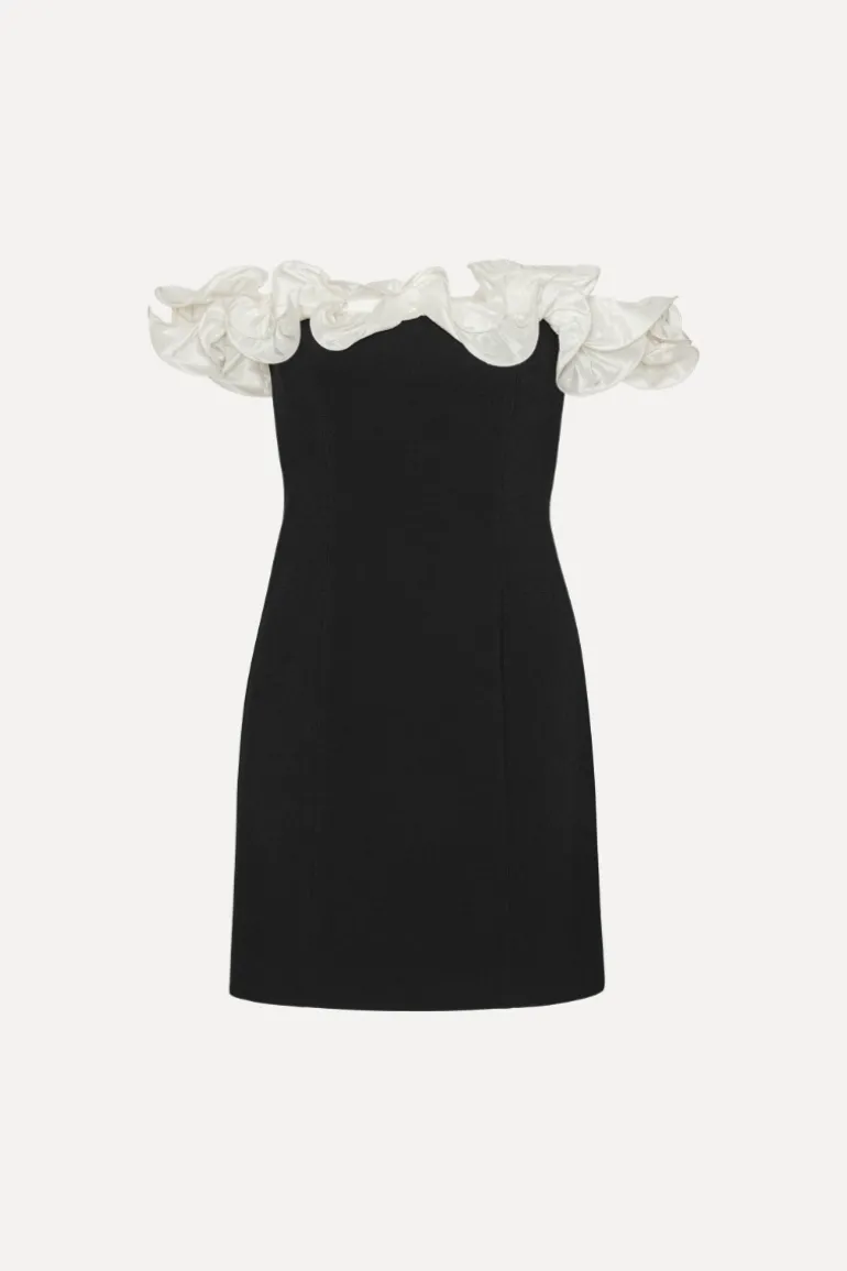 Mini Ruffle Dress Black White