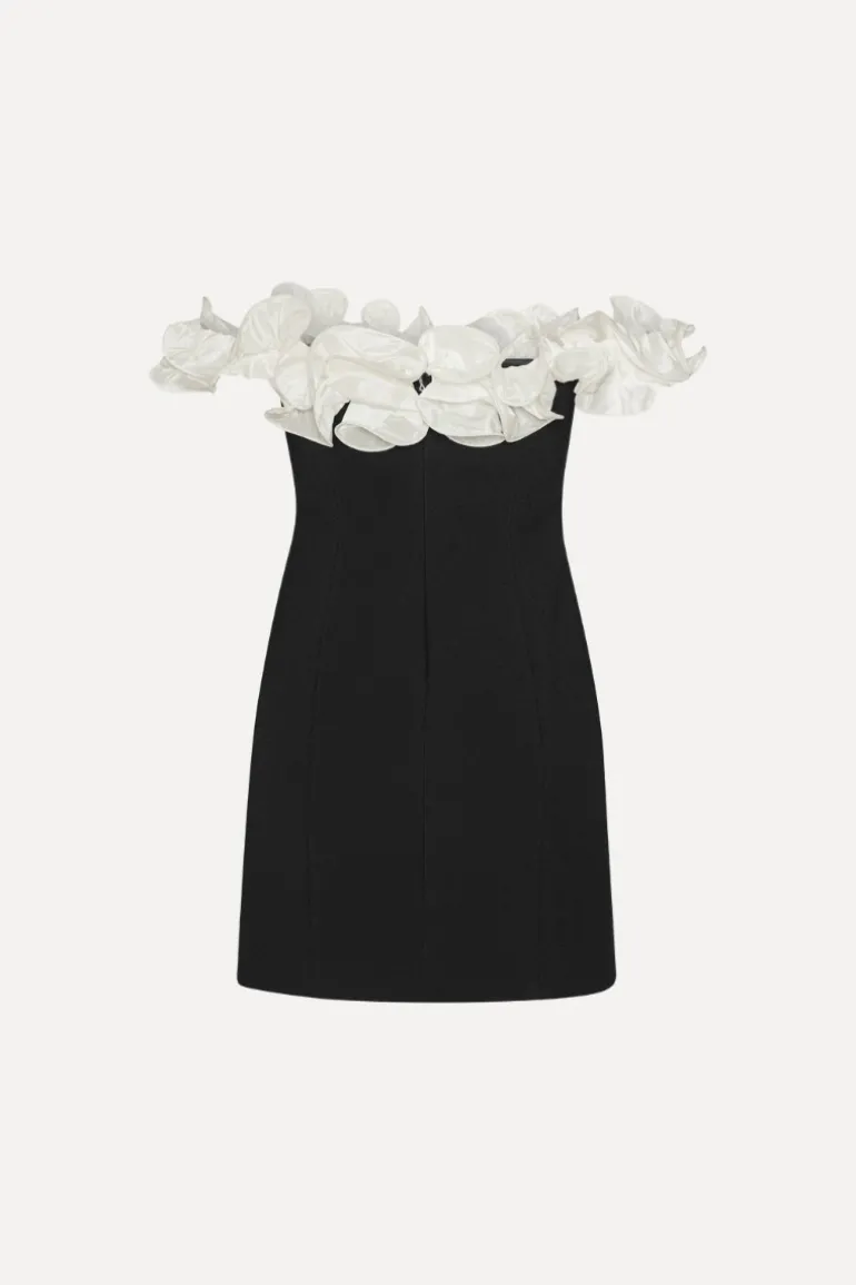 Mini Ruffle Dress Black White