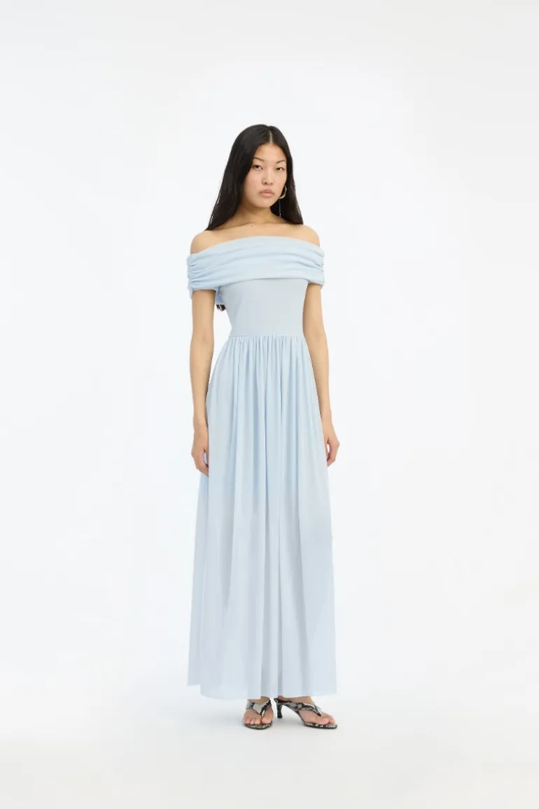 Off-shoulder Maxi Dress Light Blue